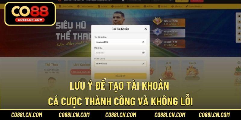 Đăng Ký CO88 – Tạo Tài Khoản Siêu Nhanh Cho Bet Thủ Mới
